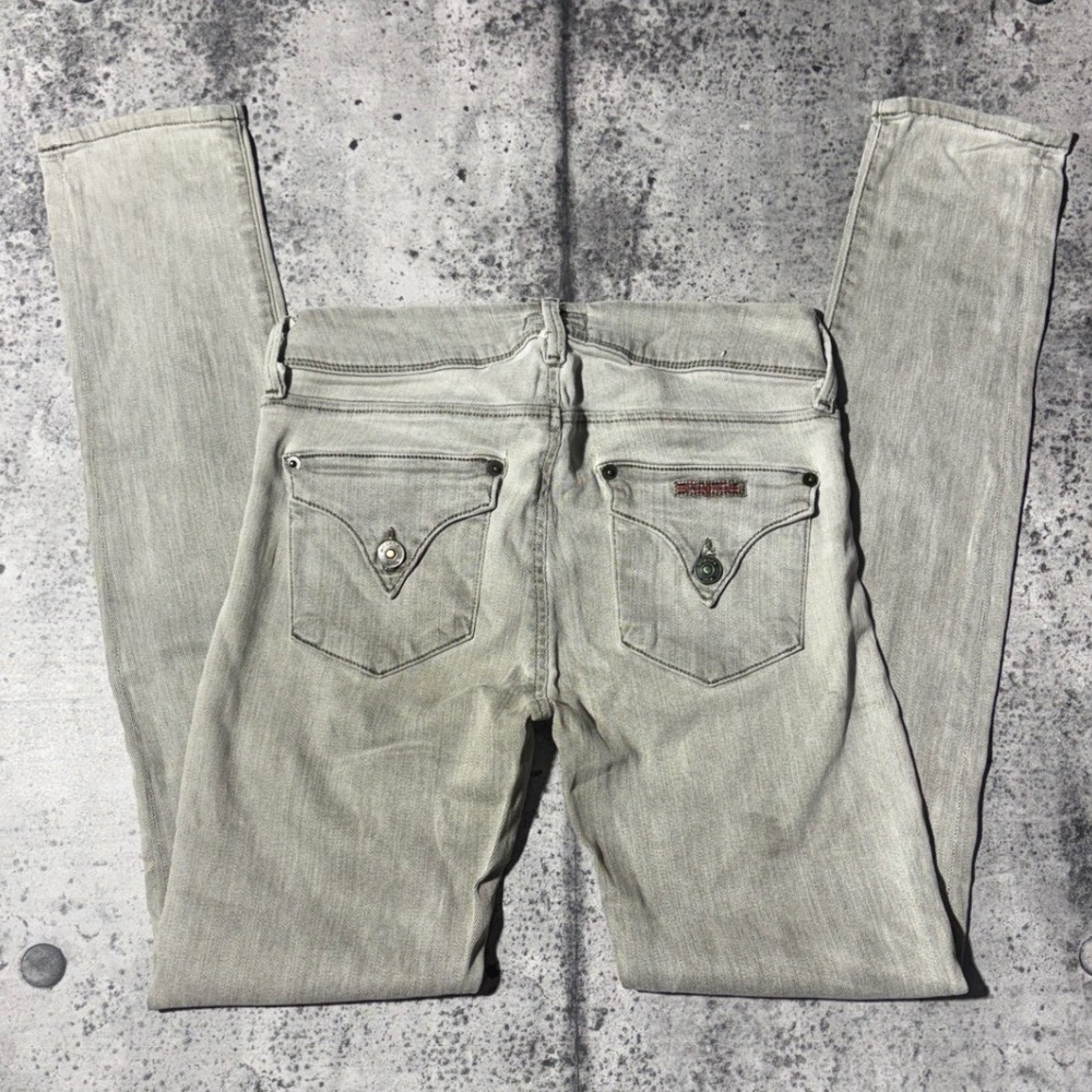 00s/Y2K Hudson Nico Mid Rise Skinny Jeans Light Grey Flap Pocket Made in USA